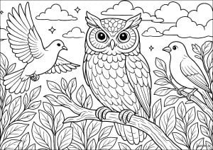 Majestic owls and graceful birds