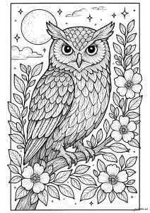 Lunar owl in his nocturnal kingdom