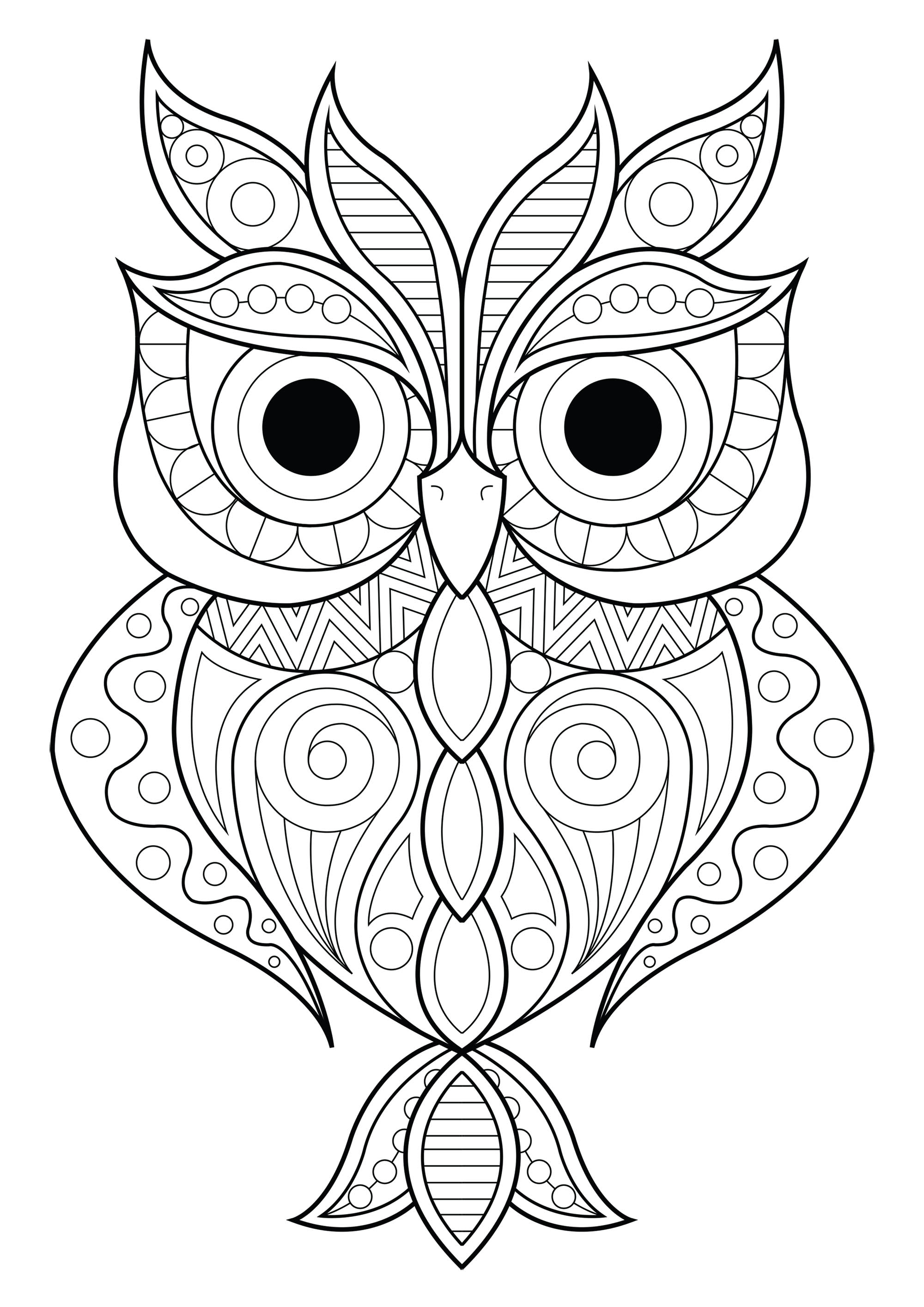 Owl simple patterns 2   Owls Adult Coloring Pages