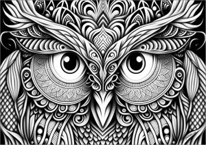 Owl head with piercing eyes (Coloring Page)