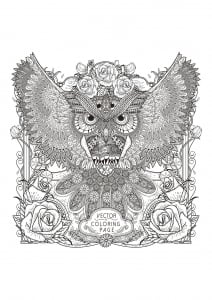 Owl with intricate patterns (Coloring Page)