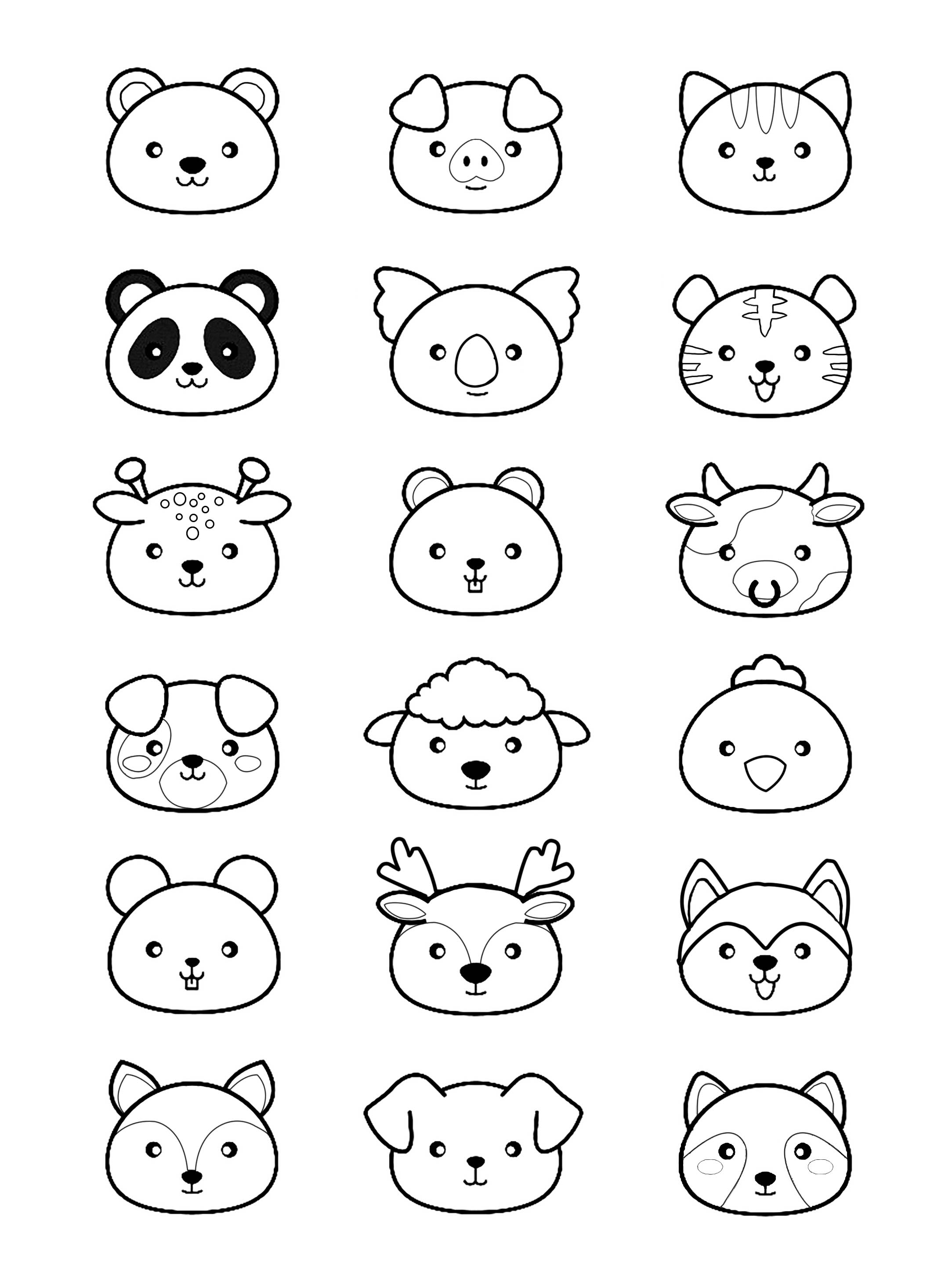 Kawaii animals - Panda Adult Coloring Pages