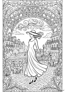 Woman in paris under the eiffel tower