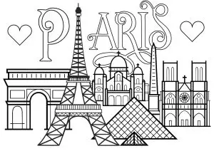 Paris : Famous Monuments and text