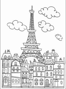 Coloring adult paris buildings and eiffel tower