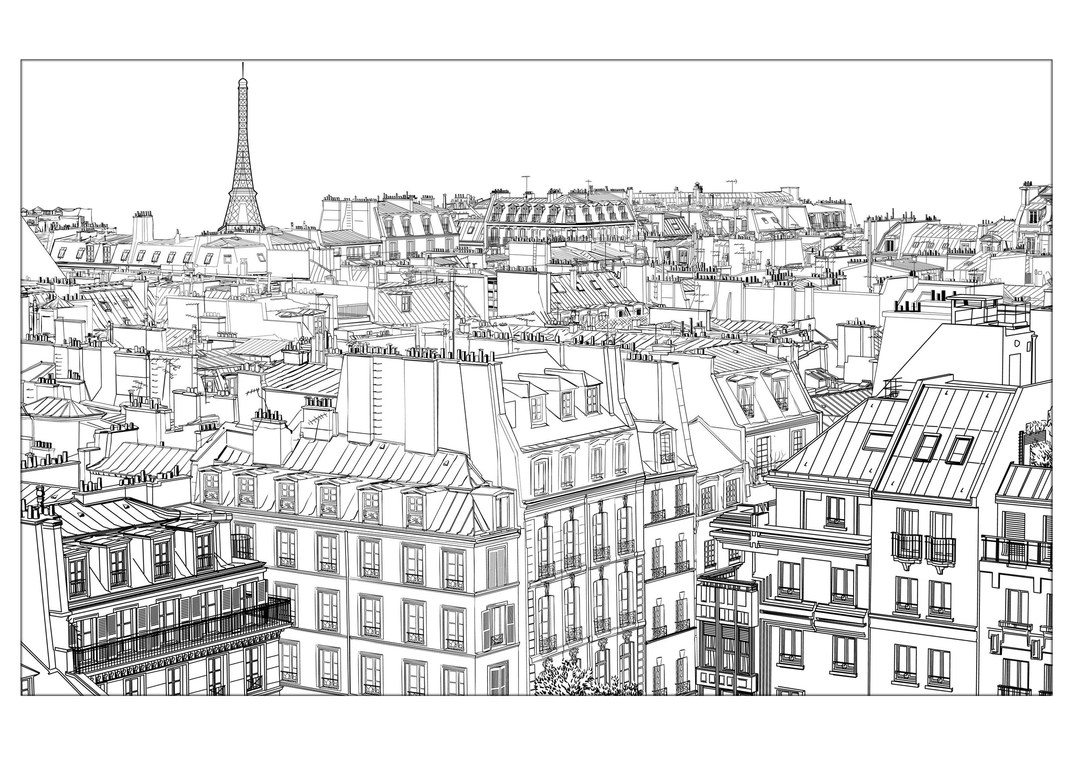 The charm of Paris in a coloring page