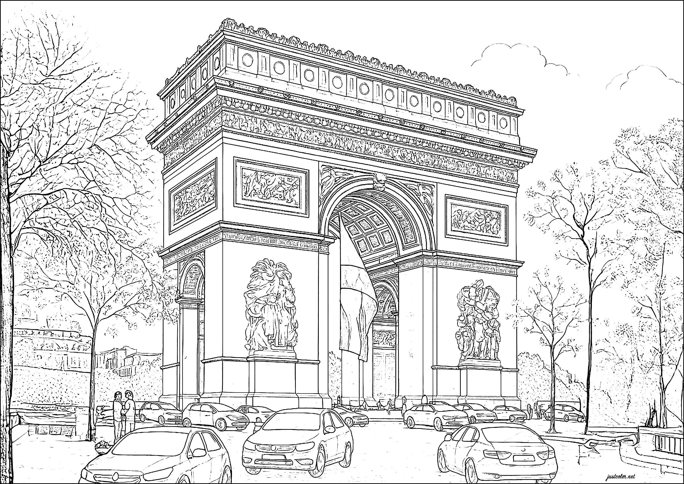 Arc de Triomphe, Paris (France) - Paris Coloring Pages