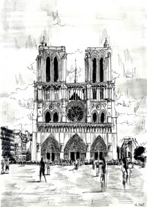 Notre Dame de Paris drawing