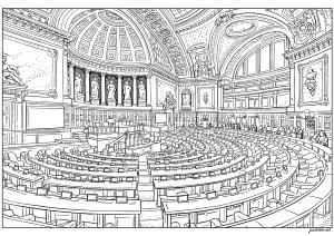 The National Assembly (Paris Coloring Page)