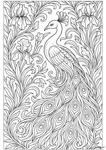 Majestic art nouveau peacock