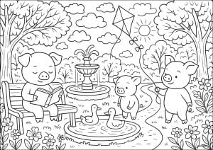Pig trio in the park