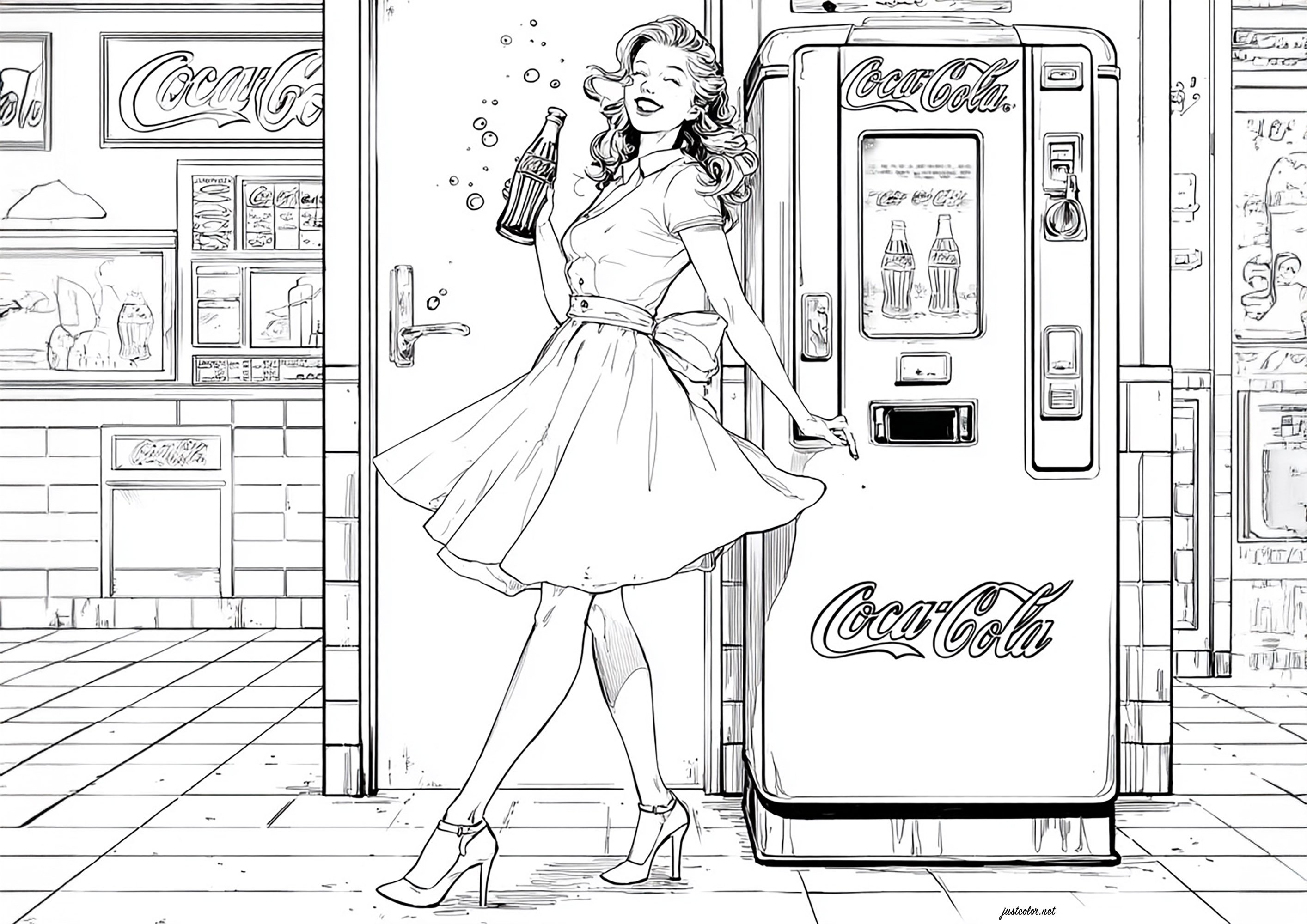 Pinup50s-47799 (Printable 1950s Pin-Up Coloring Page for adults)