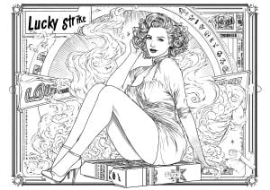 Fake 50s advert: Lucky Strike (1950s Pin-Up Coloring Page)