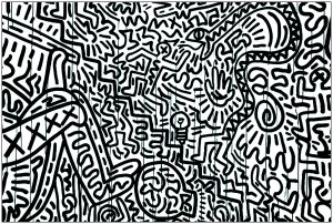 Coloring created from a Keith Haring painting