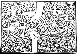Coloring adult keith haring 3