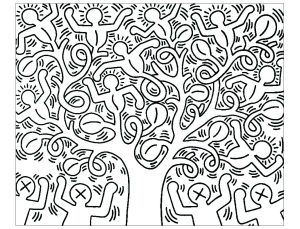Coloring adult keith haring 6
