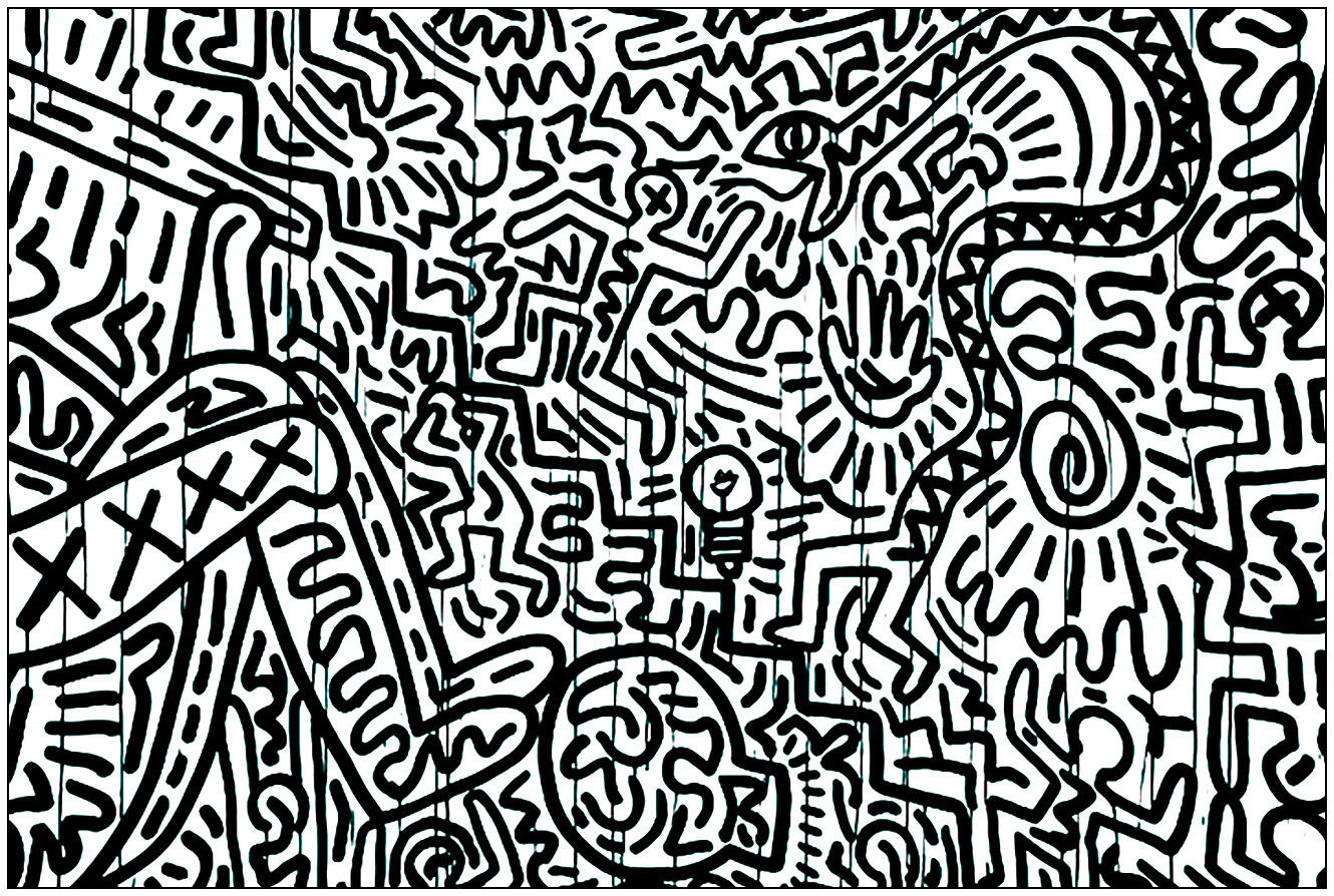 Coloring created from a painting by Keith Haring at the