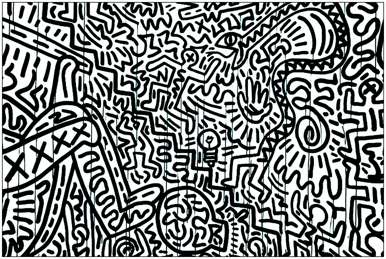 Coloring created from a Keith Haring painting (Pop Art)