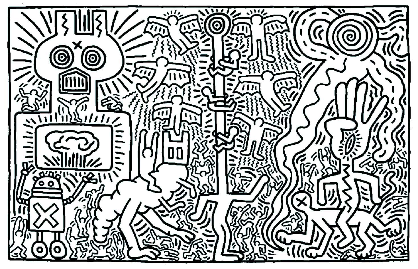 Coloring adult keith haring 2