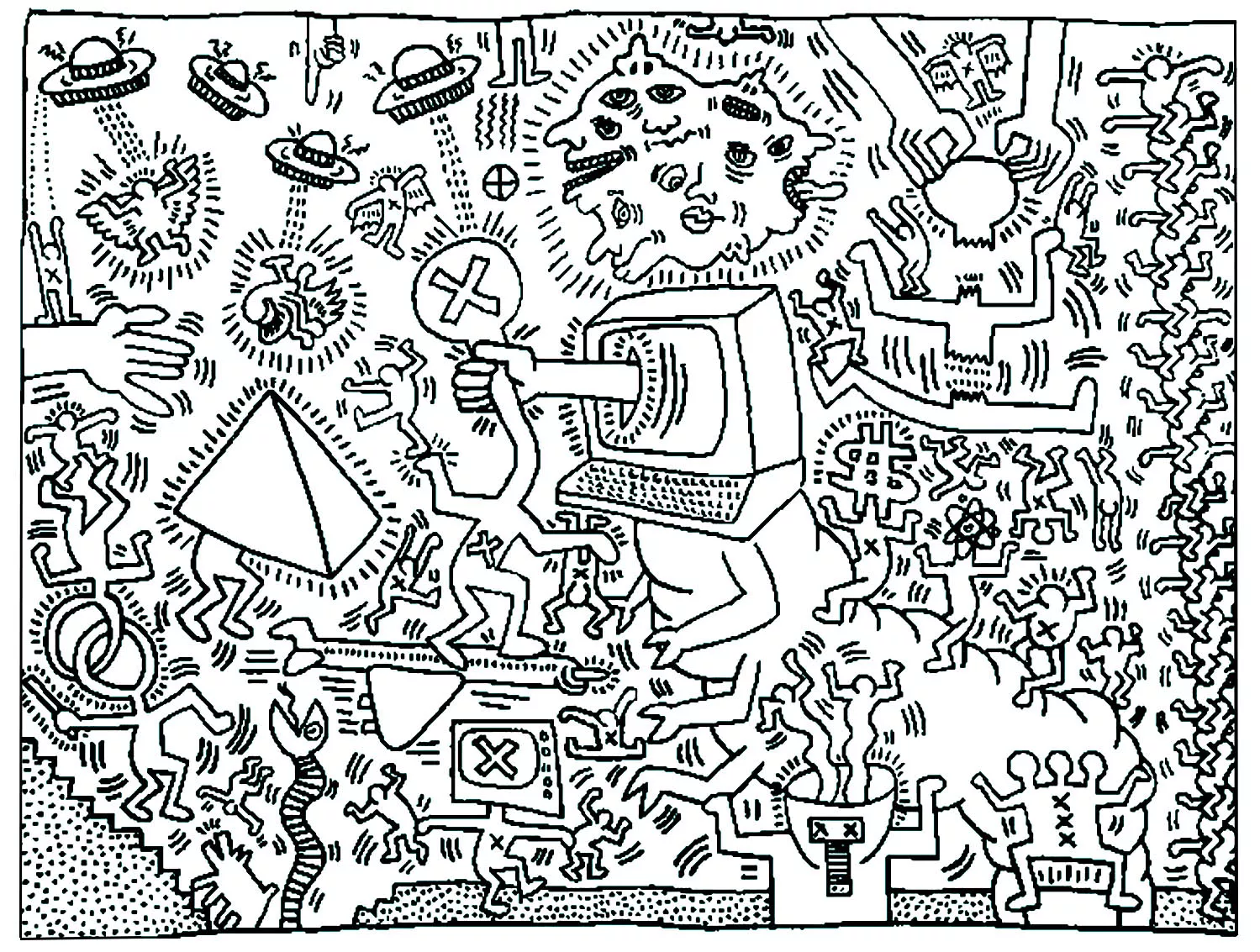 Keith haring - 5 (Printable Pop Art Coloring Page for adults)