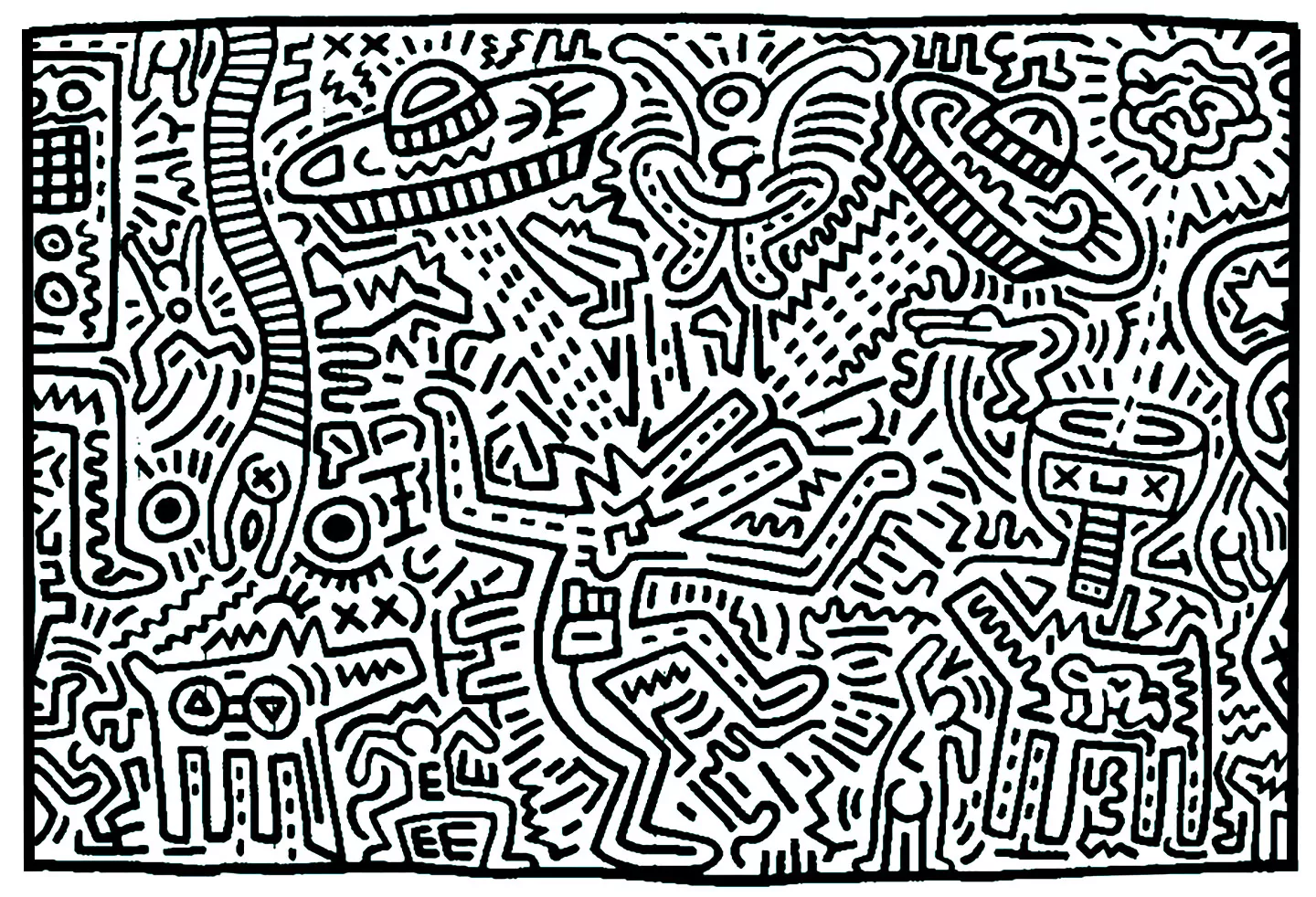 Keith haring - 8 (Printable Pop Art Coloring Page for adults)