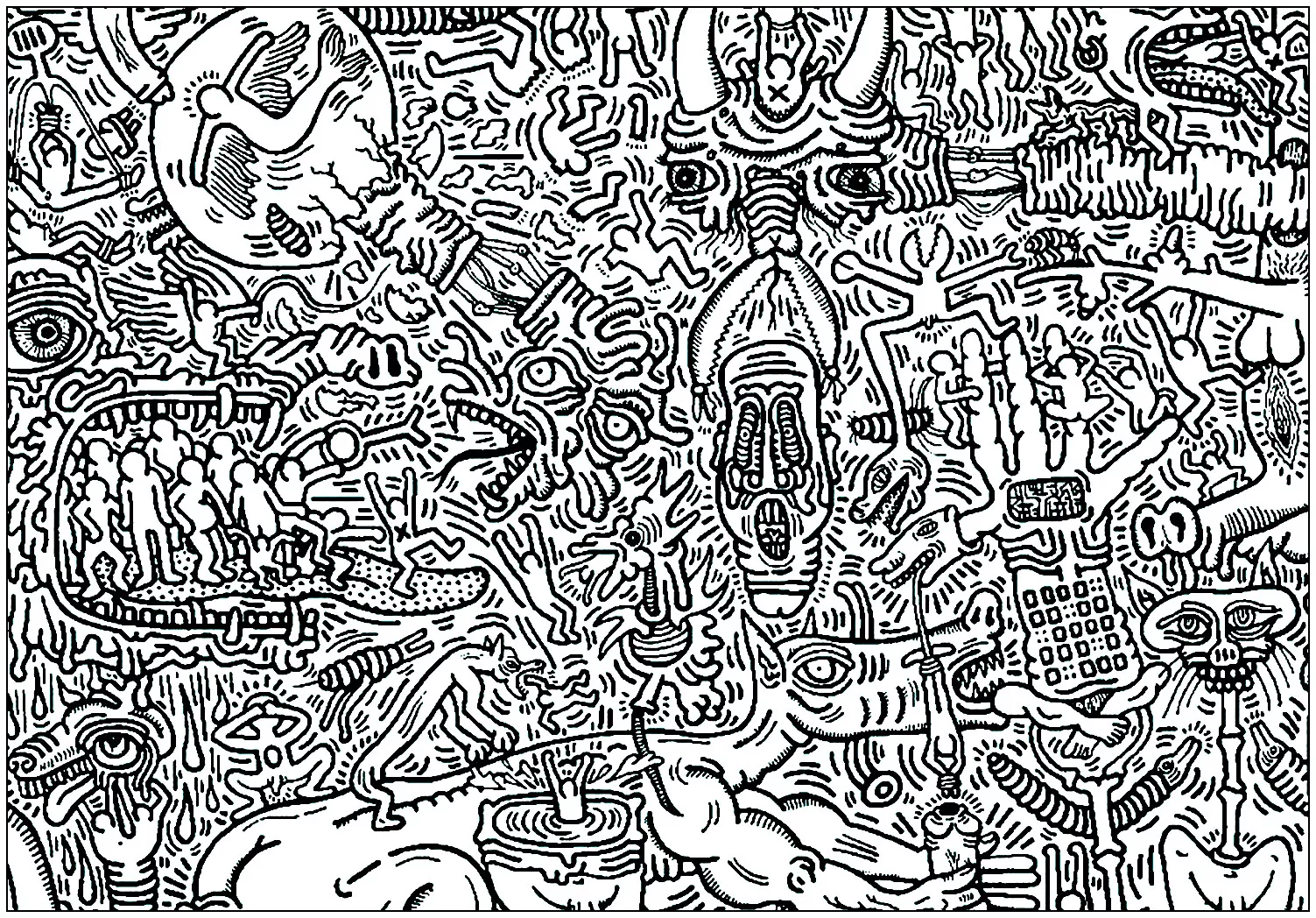 Keith haring - 9 (Printable Pop Art Coloring Page for adults)