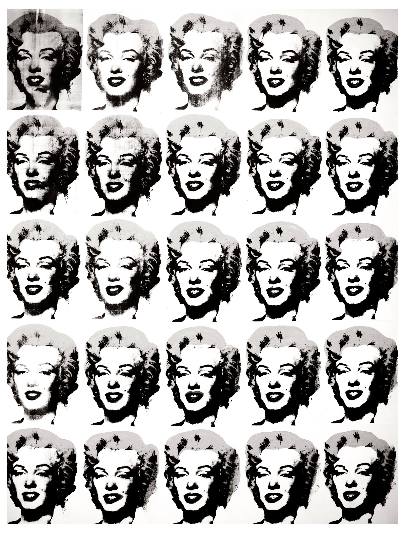 Coloring page created from a work by Pop Art artist Andy Warhol : Twenty-Five Colored Marilyns Revisited, Plate 19