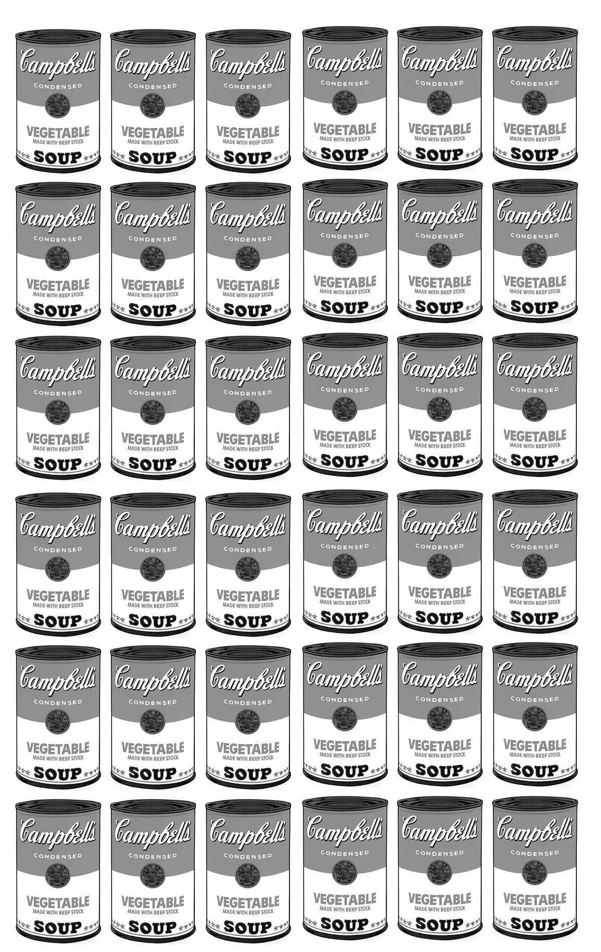 Warhol campbell s soup cans (Printable Pop Art Coloring Page for adults)