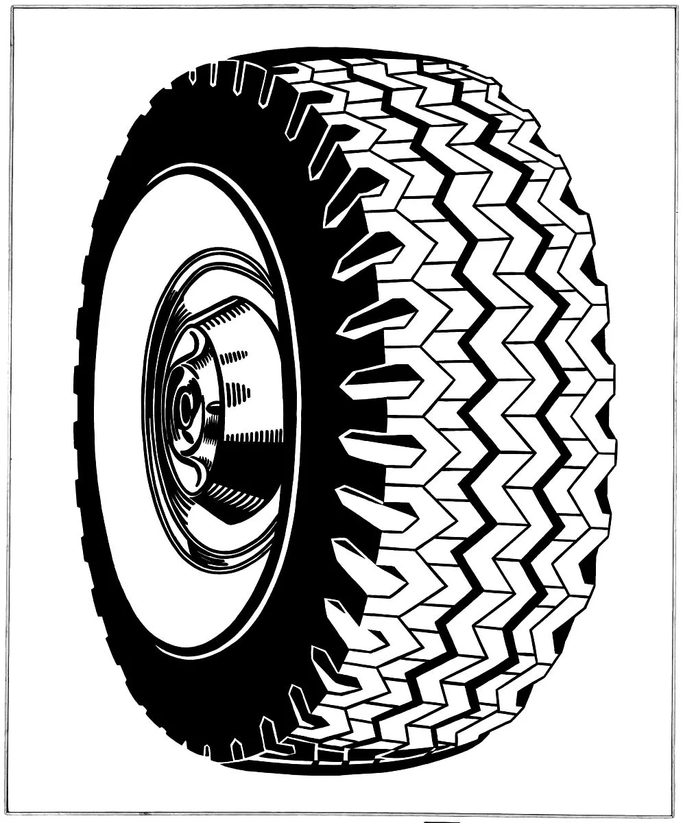 Roy lichtenstein tire - 1962 (Printable Pop Art Coloring Page for adults)