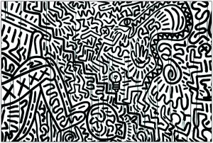 Coloring adult keith haring 11