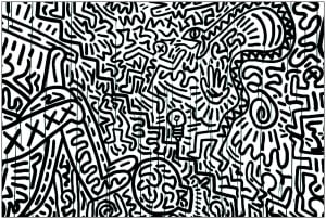 Coloring created from a Keith Haring painting (Pop Art Coloring Page)