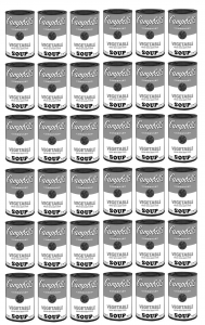 Coloring page inspired by a work by Pop Art artist Andy Warhol : Campbell's Soup Cans