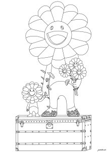 Takashi Murakami - The flower parent and the child (Pop Art Coloring Page)