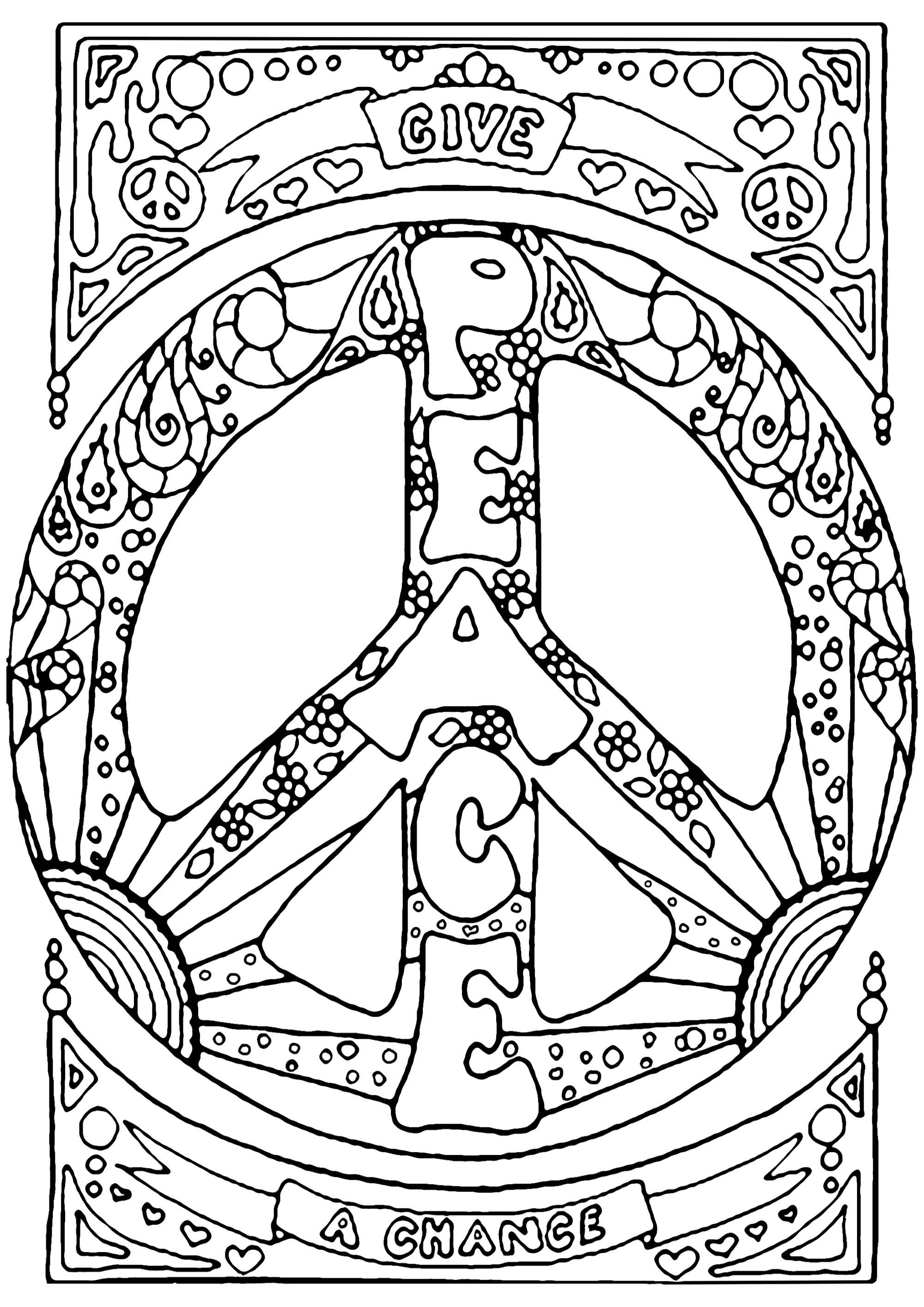 Give Peace a Chance Psychedelic Adult Coloring Pages Give Peace a Chance Psychedelic Adult Coloring Pages