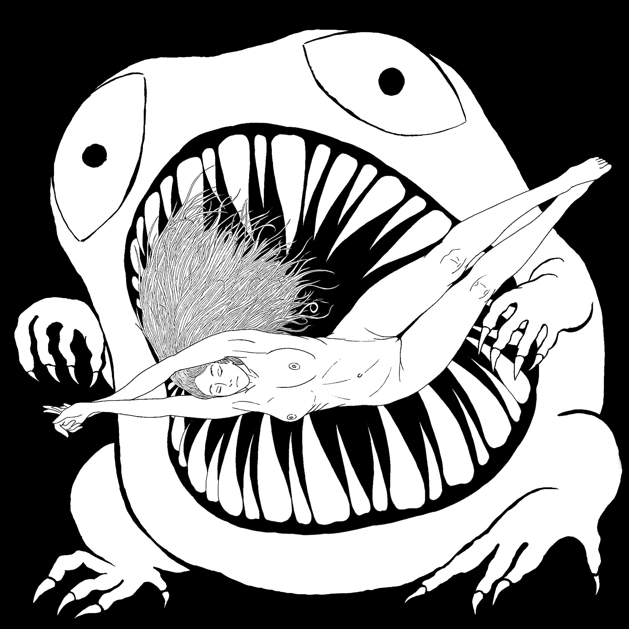 Psychedelic Coloring Page : Monster origin Printable Psychedelic Coloring Page for adults : Monster origin