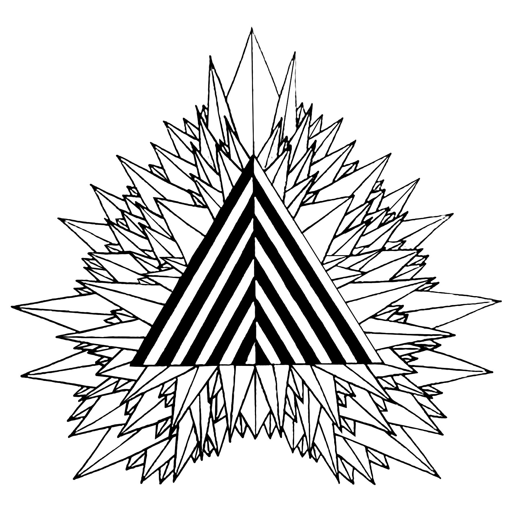 coloring page mystical triangle