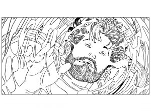 Coloring page psychedelic man