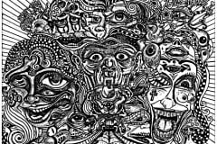 Psychedelic faces (Coloring Page)