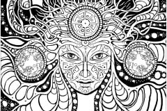 Psychedelic woman (Coloring Page)