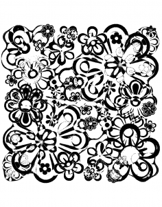 When Psychedelia meet Flowers . . (Psychedelic Coloring Page)