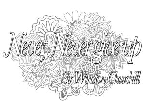 Coloring quote never never give up