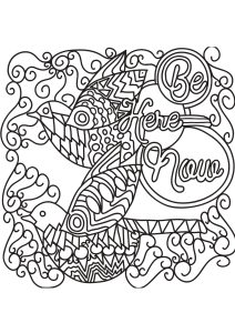 Printable Joy Coloring Page for adults : Be here now