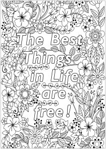 Printable Joy Coloring Page for adults : The Best Things in Life are free