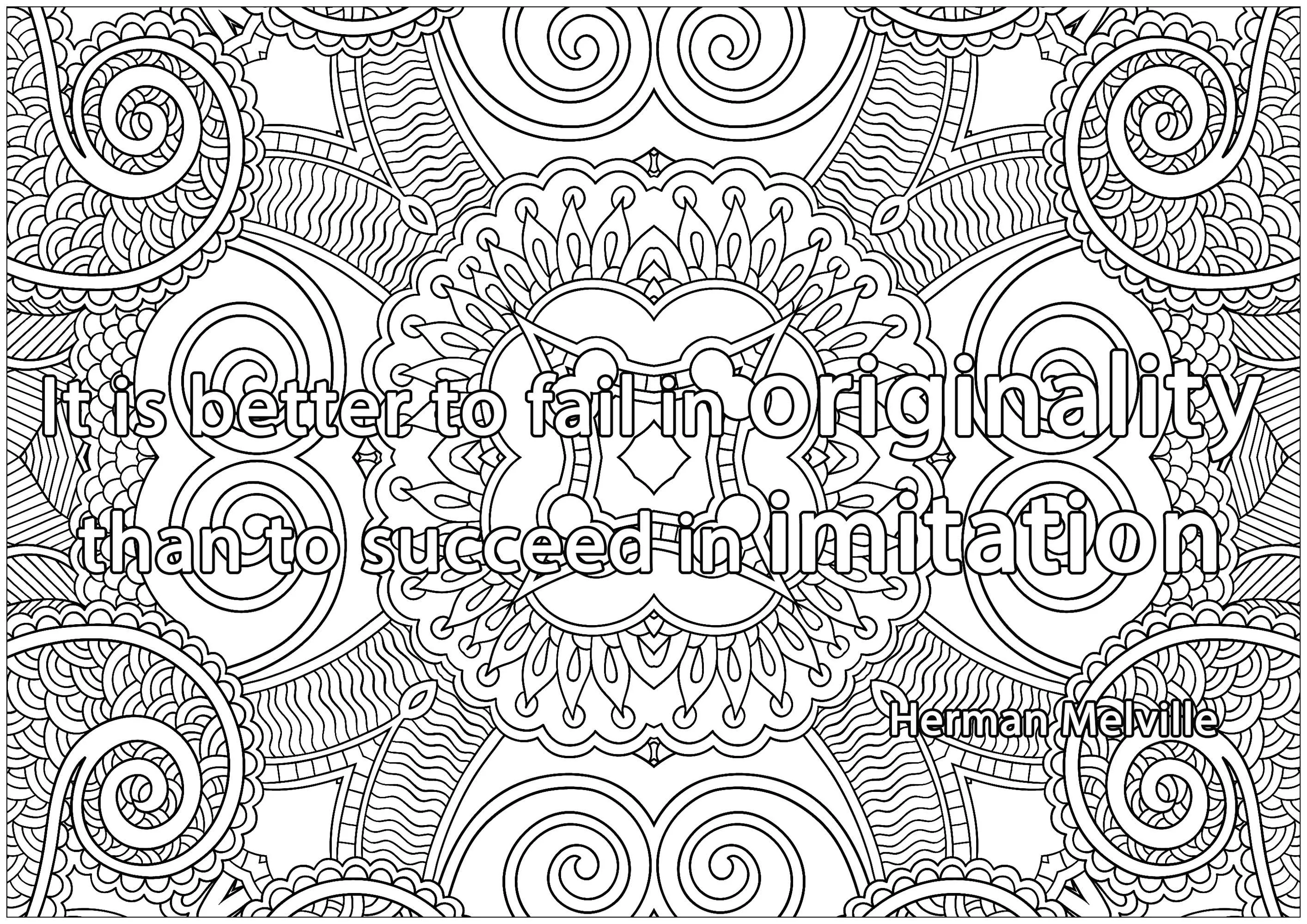 It is better to fail in originality (Printable Positive and inspiring quotes Coloring Page for adults)