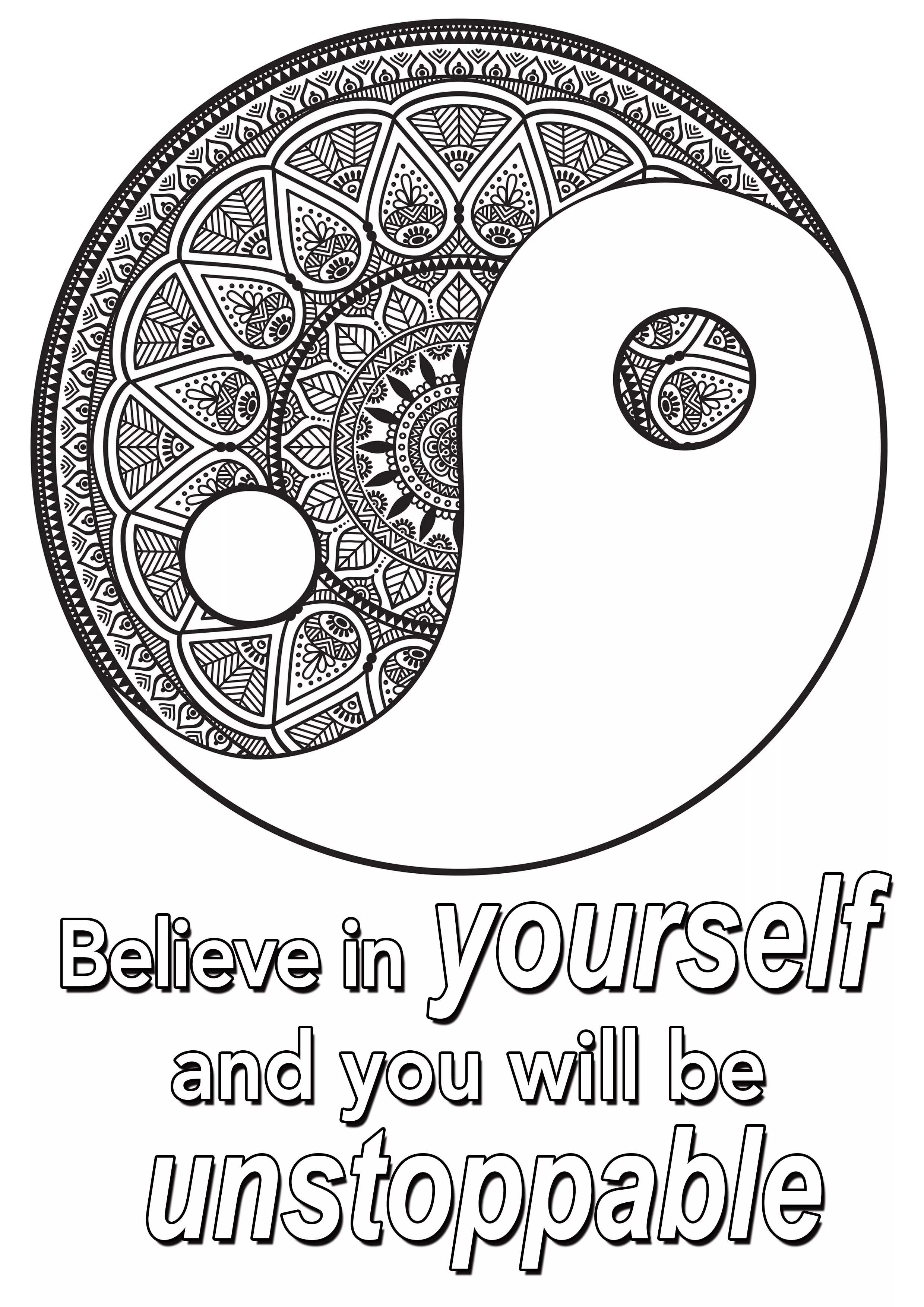 Quote believe in yourself (Printable Positive and inspiring quotes Coloring Page for adults)