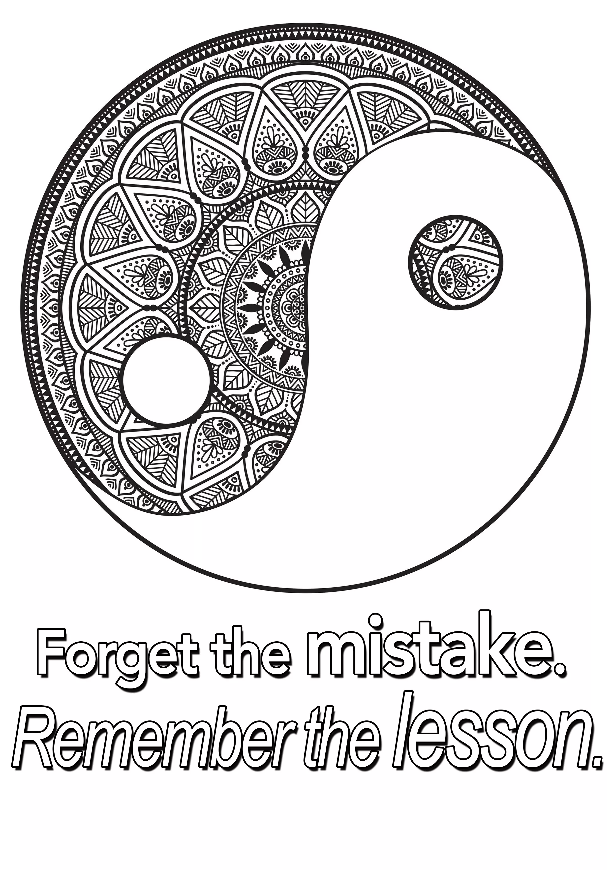 Quote forget the mistake remember the lesson (Printable Positive and inspiring quotes Coloring Page for adults)