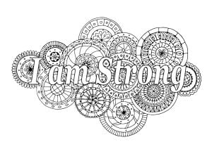 I am strong (Positive and inspiring quotes Coloring Page)
