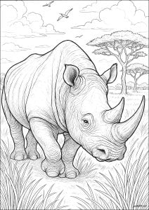 Majestic savannah rhinoceros