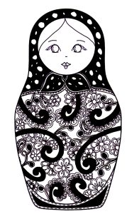 Pretty Russian Doll with flower patterns