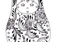 Printable Russian dolls coloring sheets for adults